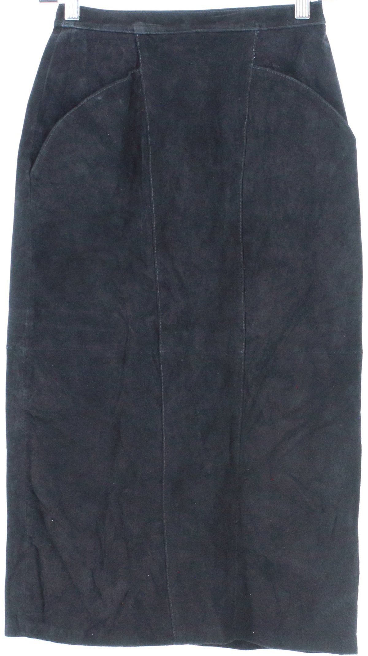 Laurice Black Leather Mid Skirt