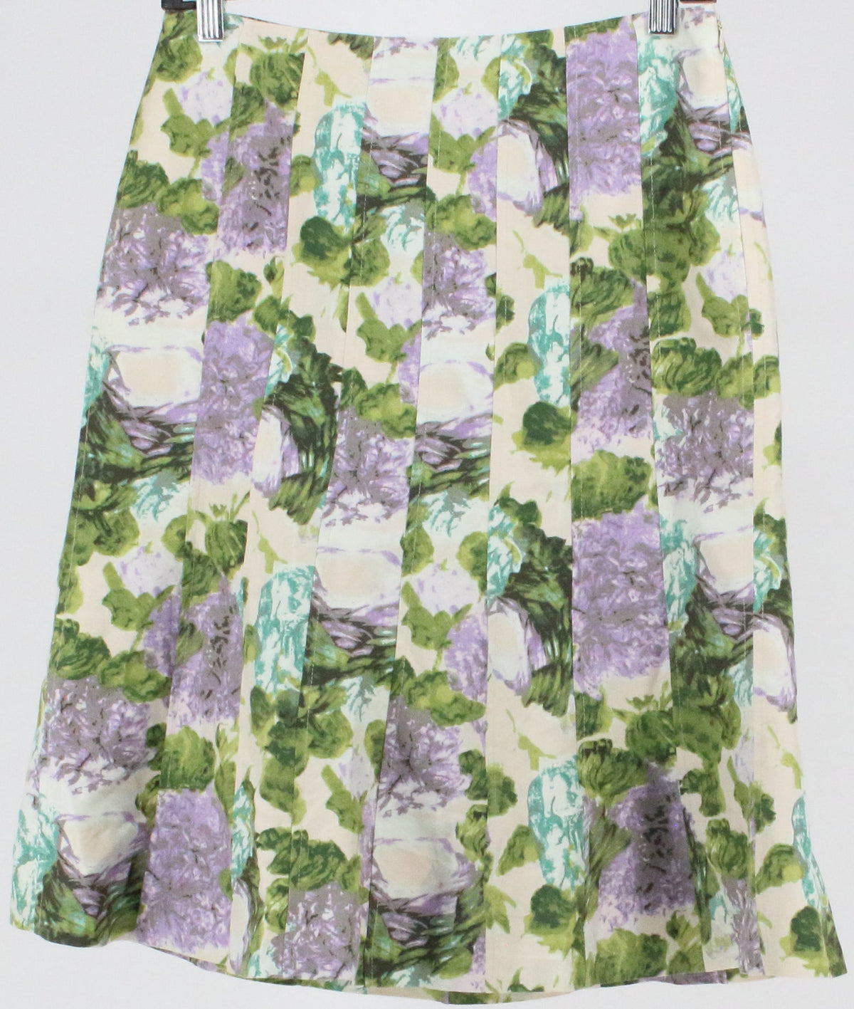 Ann Taylor Beige Geen and Purple Flower Print Skirt
