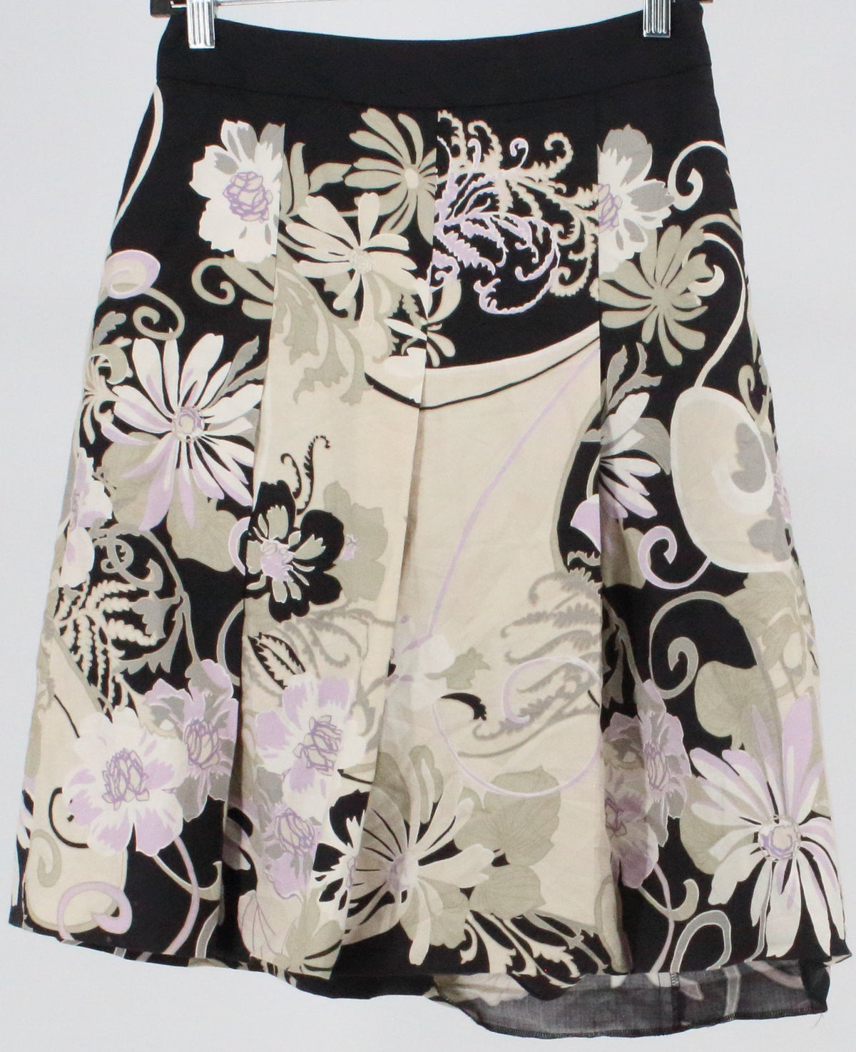 Ann Taylor Black and Beige Print Pleat Skirt