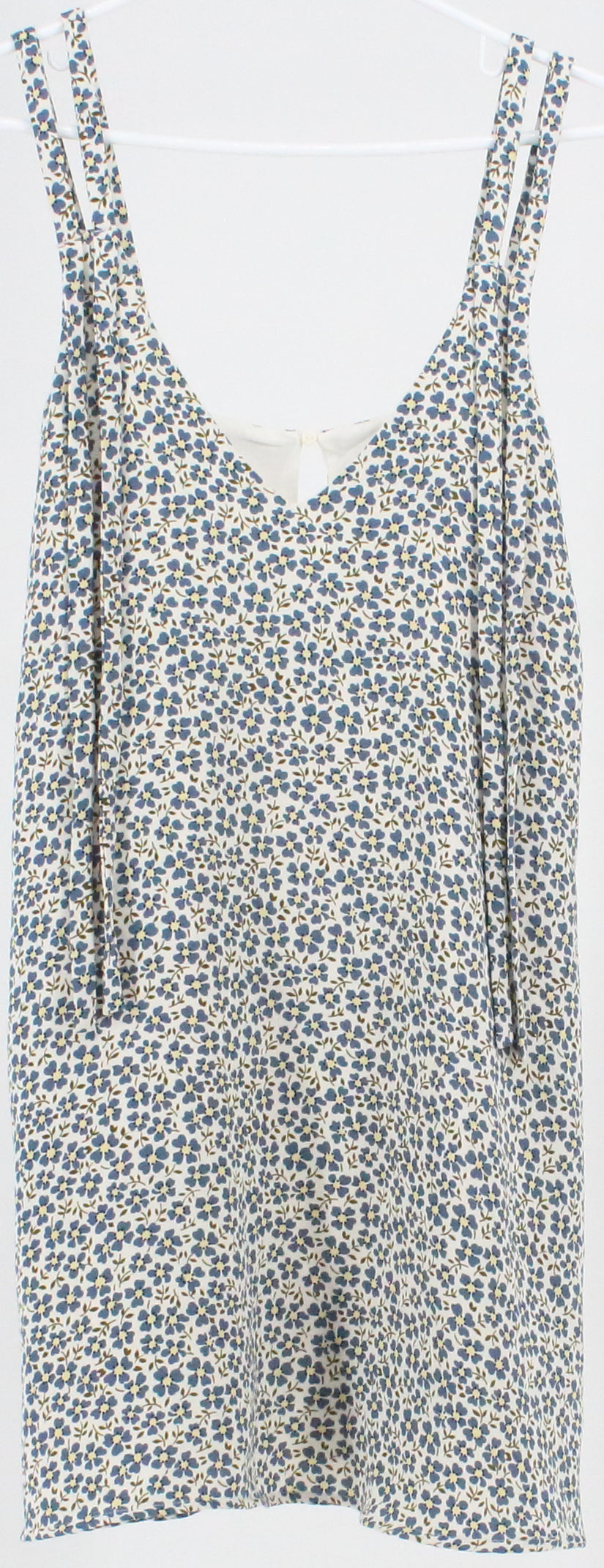 Zara Trafaluc Collection Off White and Blue Flower Print Dress