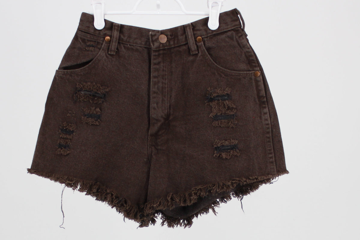 Wrangler Distressed Cutoff Brown Denim Shorts