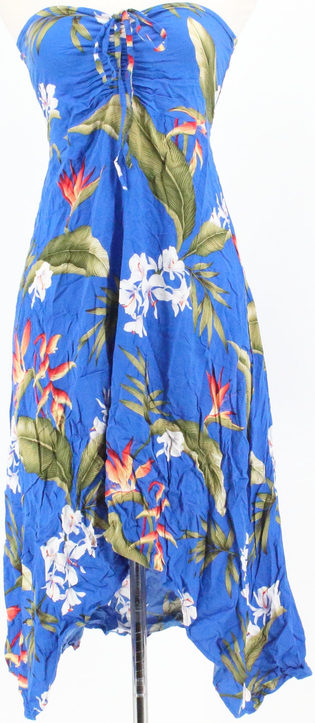 Aloha Hut Hawaii Blue Print Strapless Dress