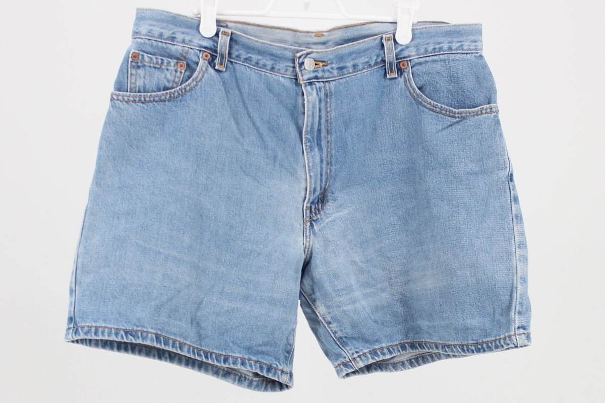 Levis High Waisted Faded Denim Shorts in Medium Wash