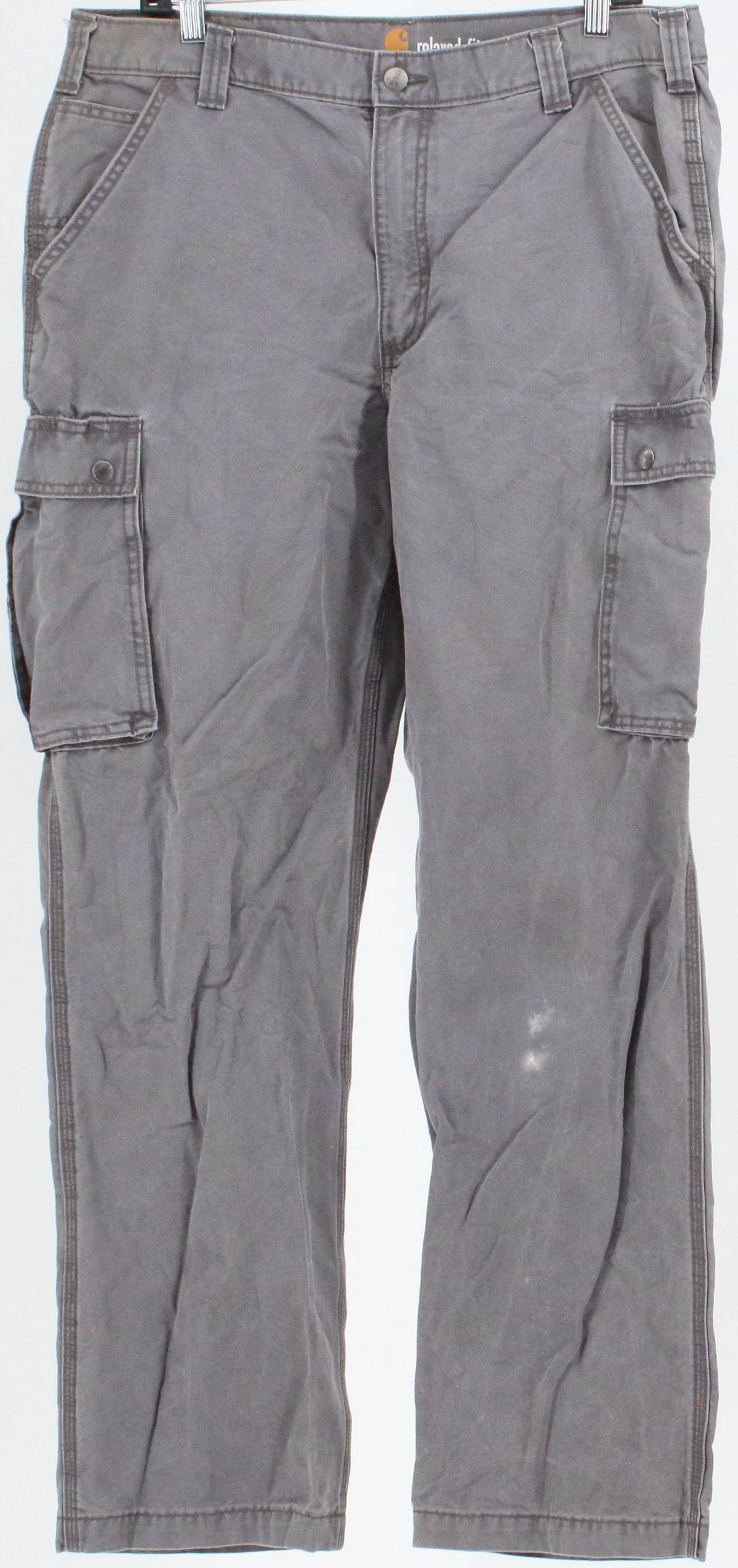 Carhartt Grey Relaxed Fit Side Button Pockets Cargo Pants