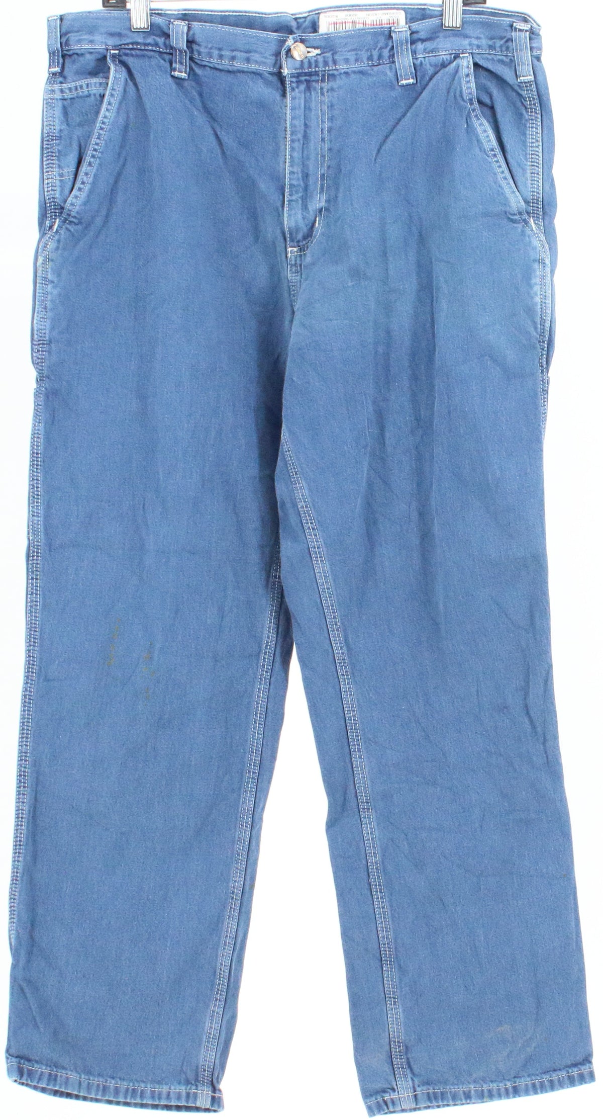 Carhartt Blue Cargo Pants With White Topstitch