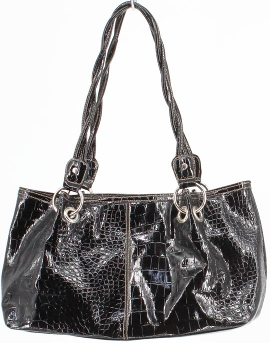 Black Croco Shoulder Bag