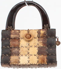 Load image into Gallery viewer, Brown and Beige Wooden Handle Purse
