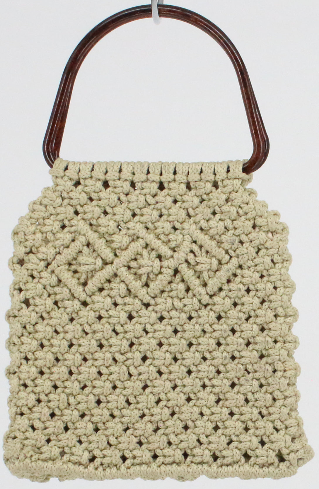 Beige Crochet Bag With Acrylic Handle