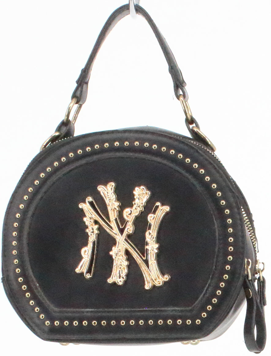 NY Black and Gold Small Round Purse