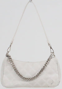 Load image into Gallery viewer, White Matelasse Mini Purse With Silver Chain Strap
