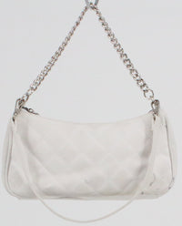 Load image into Gallery viewer, White Matelasse Mini Purse With Silver Chain Strap
