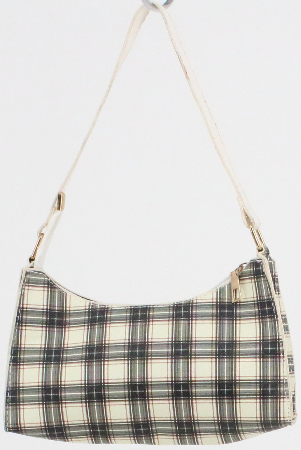 Off White and Black Checkered Mini Purse