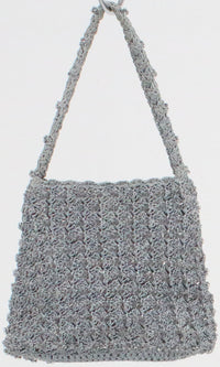 Load image into Gallery viewer, Light Blue Embroidered Mini Crochet Purse
