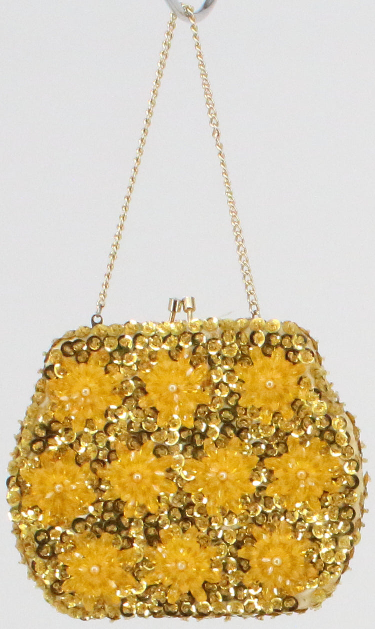 Yellow Mini Embroidered Purse