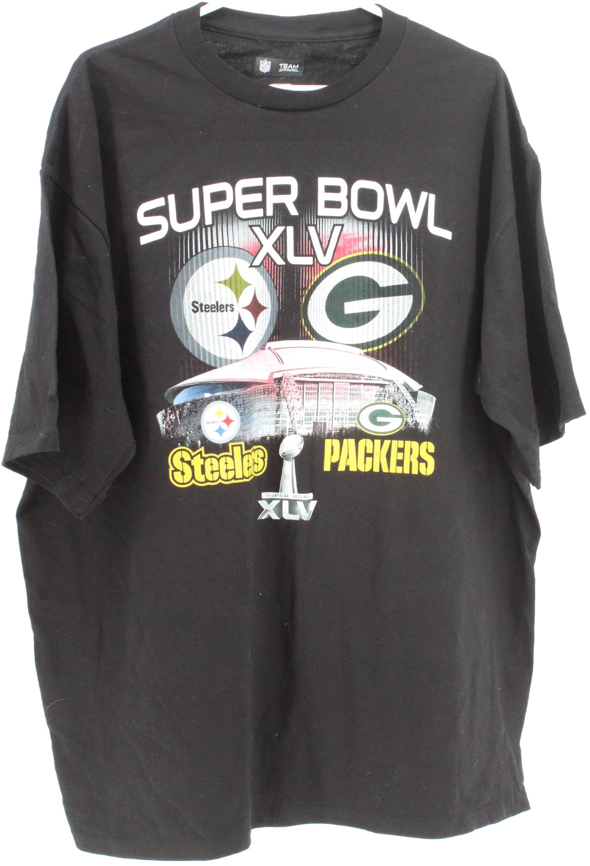 NFL Team Apparel Super Bowl XLV Steelers Green Packers Black T-Shirt