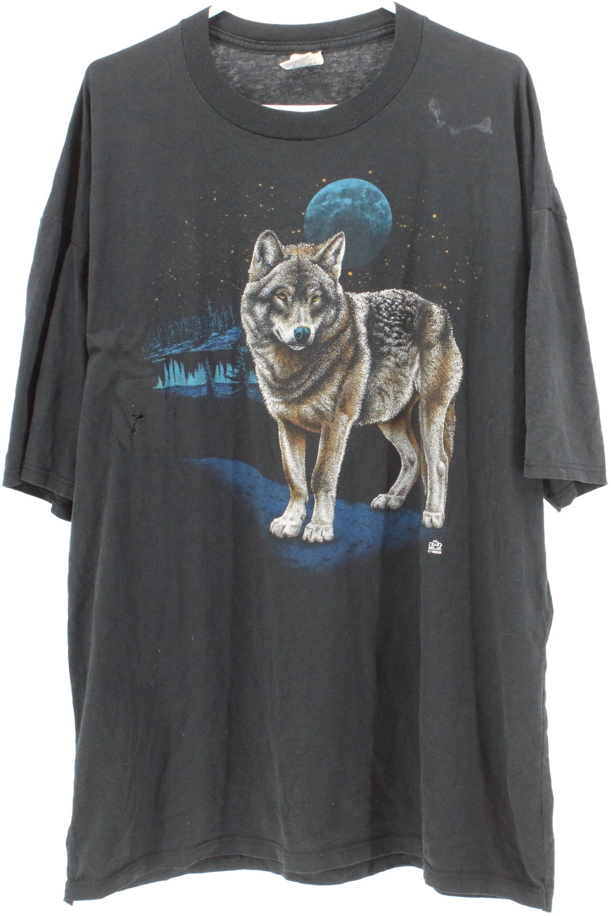 Cotton Groove Designs Wolf Print Black T-Shirt