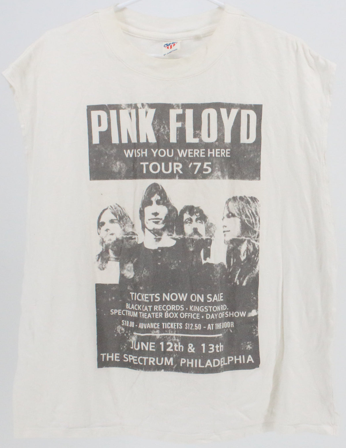By Junkfood Pink Floyd Tour '75 White Sleeveless T-Shirt