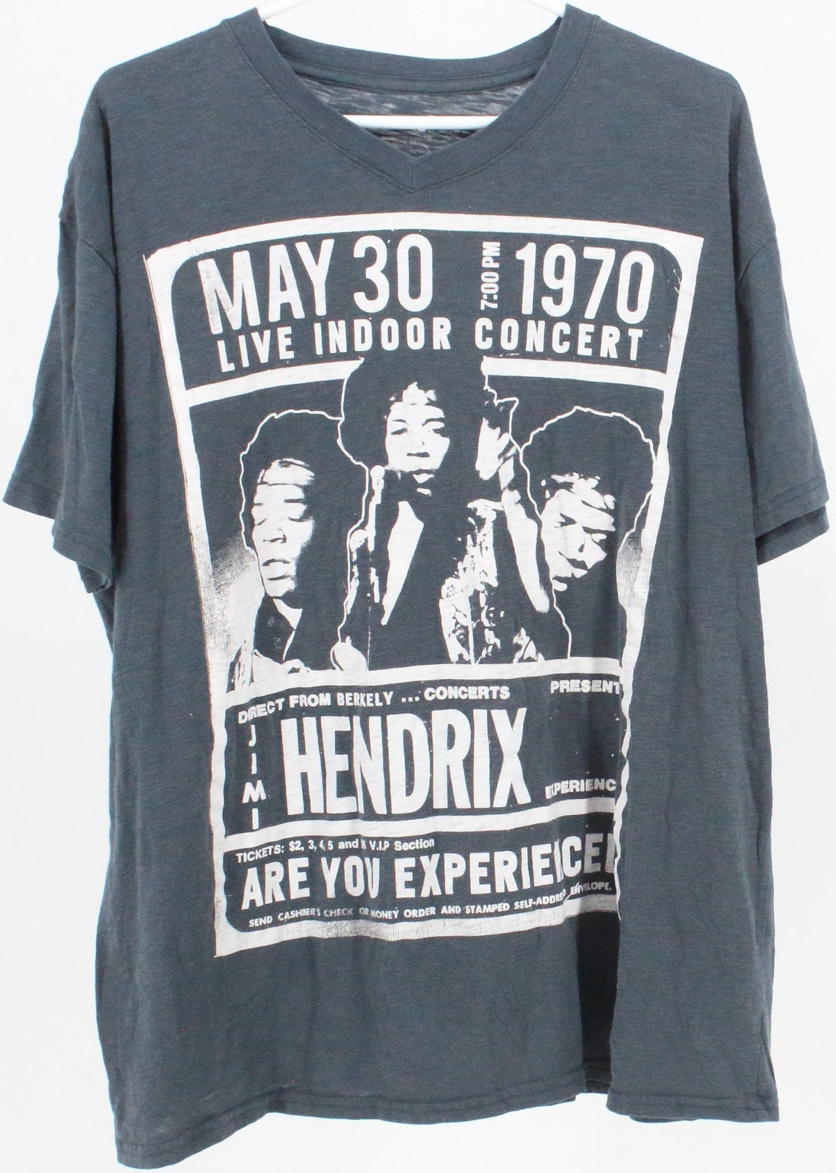 Jimi Hendrix Live Indoor Concert Blue V Neck T-Shirt