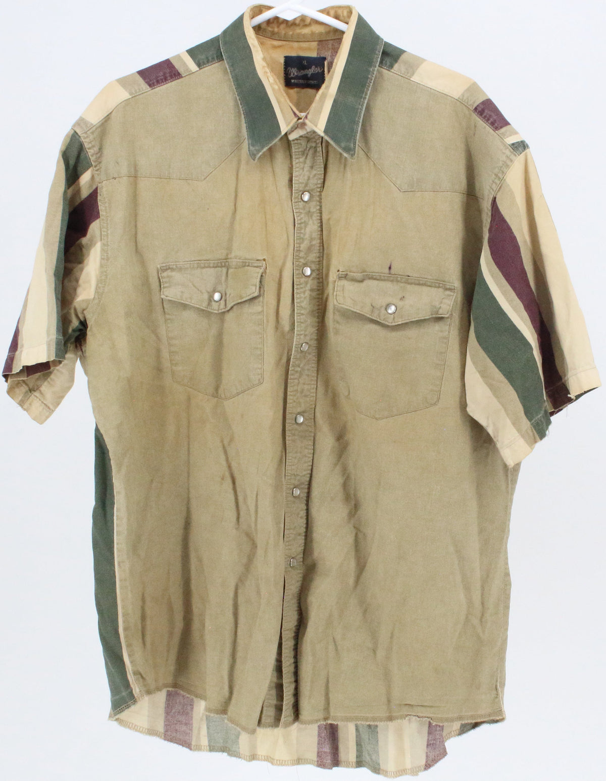 Wrangler Beige Striped Short Sleeve Shirt