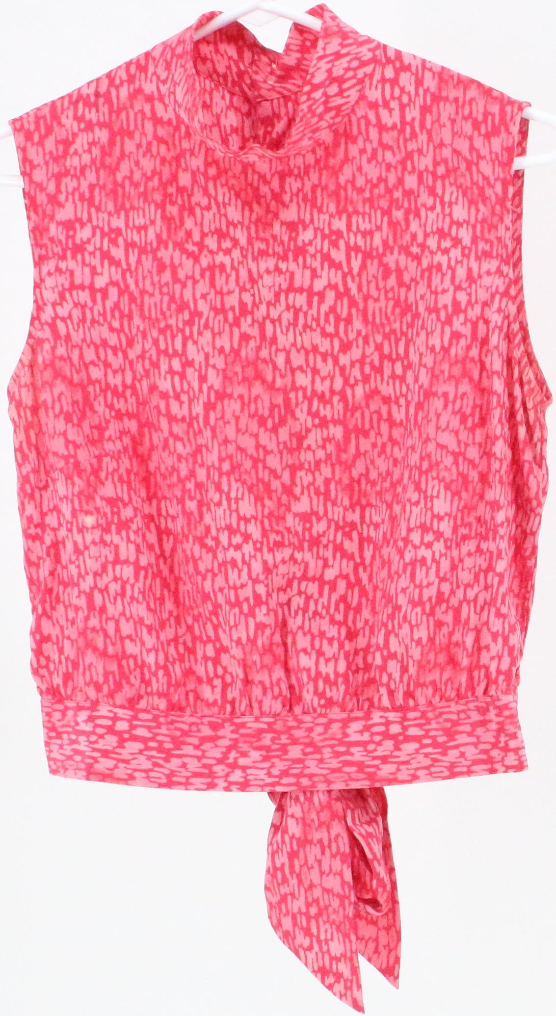 Pink Print Sleeveless Cropped Top
