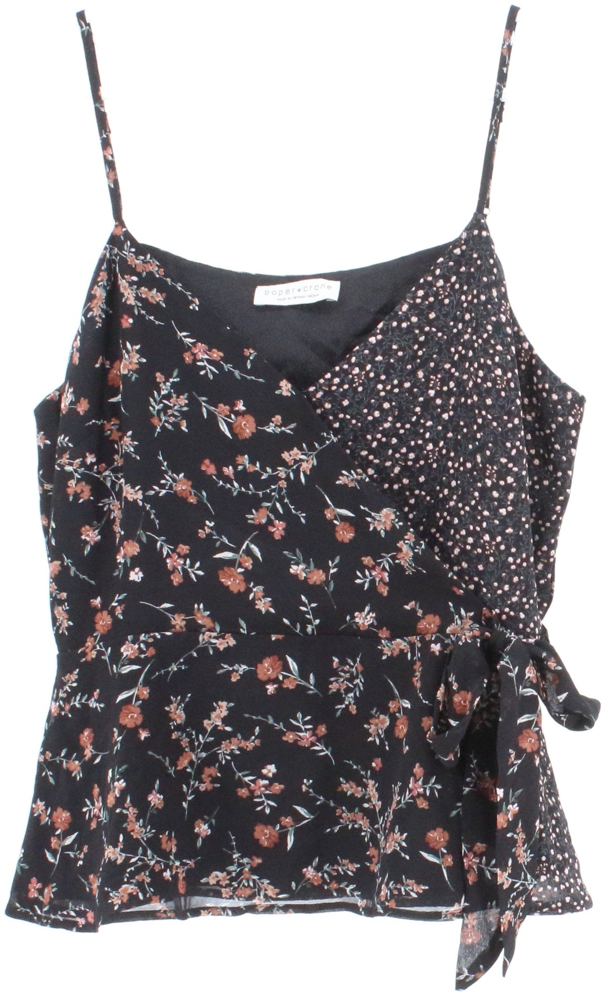 Paper Crane Black Flower Print Tank Top