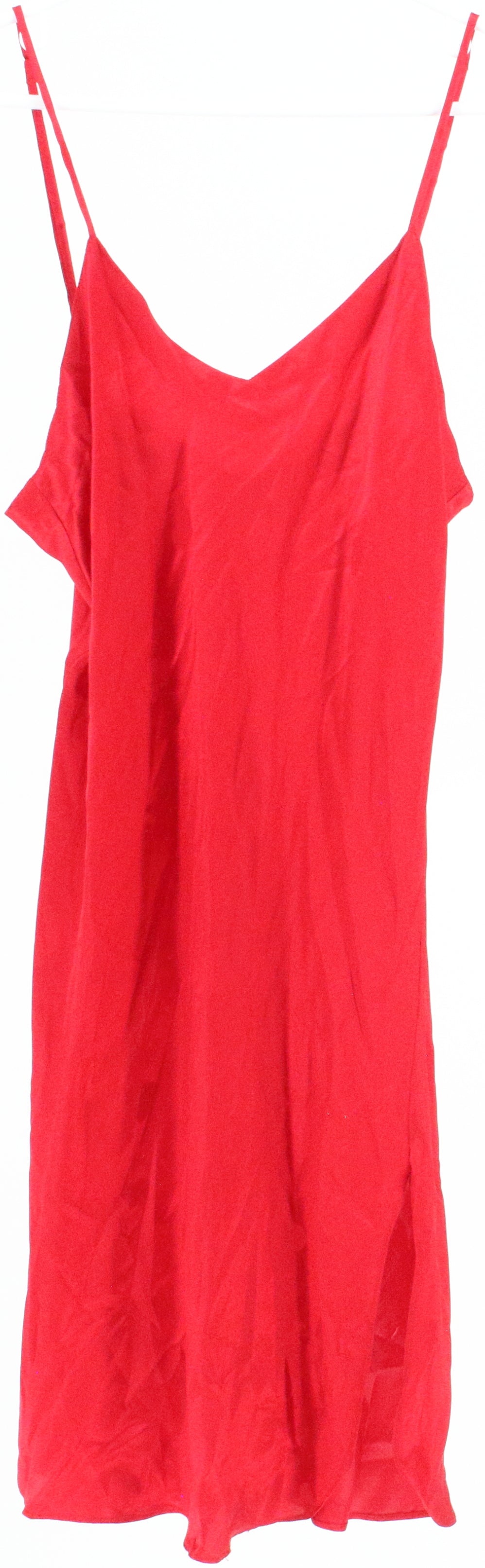 Lasoie Red Silk Heart Print Slip Dress