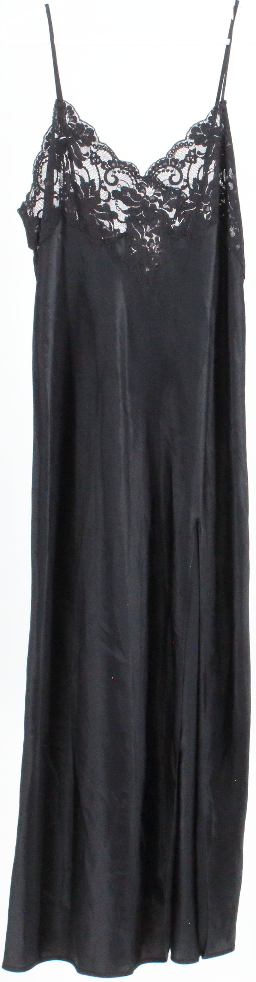 Victoria's Secret Black Satin Long Slip Dress