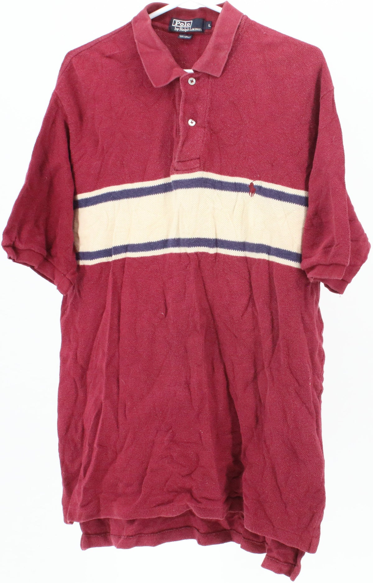 Polo by Ralph Lauren Burgundy and Off White Textured Golf Shirt