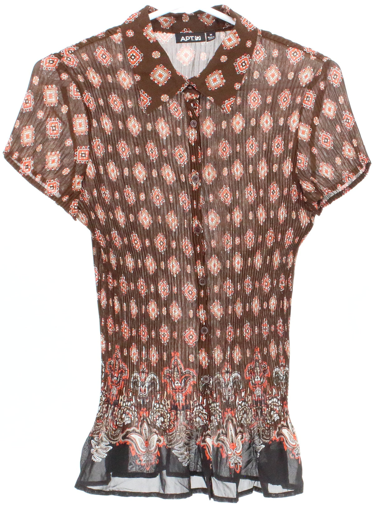 Apt.9 Brown Print Pleated Blouse