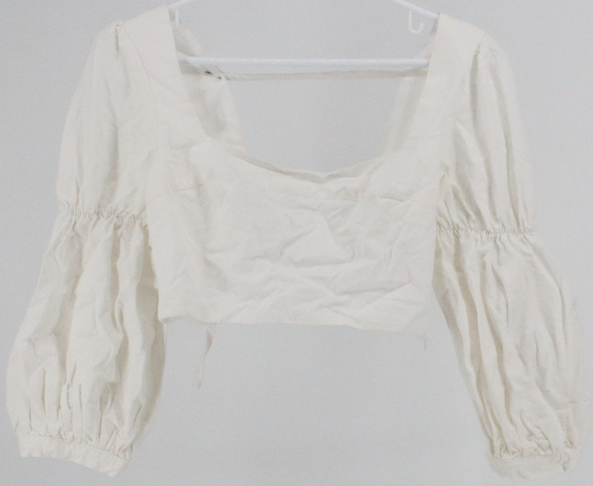 Urban Outfitters White Cropped Long Sleeve Top