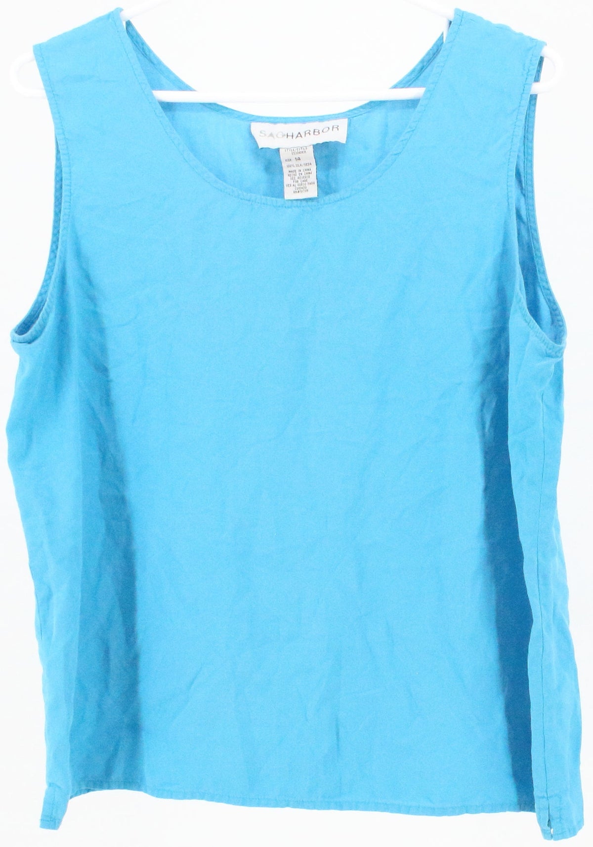 Sag Harbor Blue Silk Tank Top