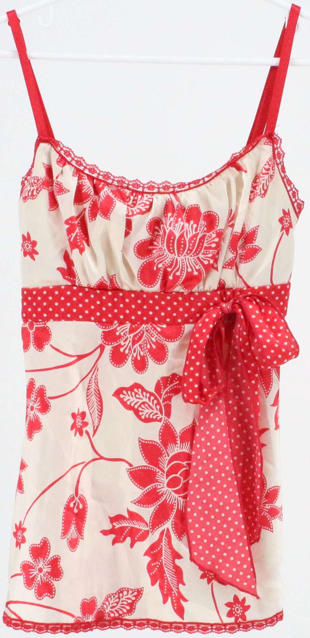 Heart Soul Red and Beige Print Tank Top