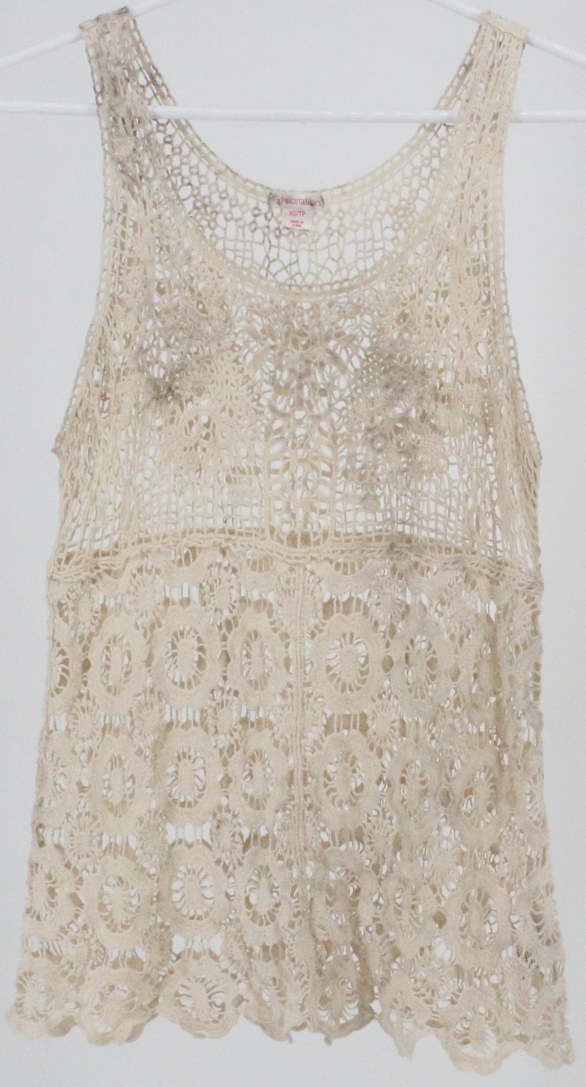 Xhilaration Off White Crochet Tank Top