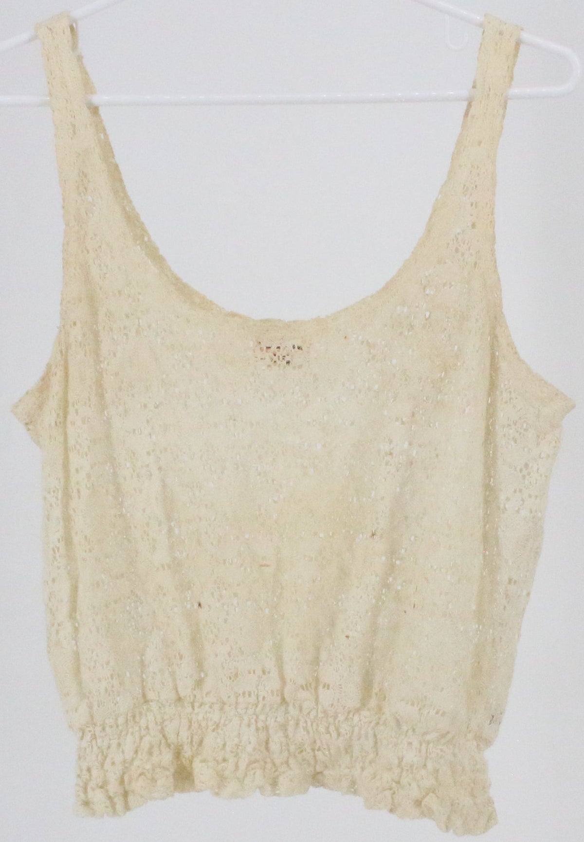 Black Poffy Off White Lace Tank Top