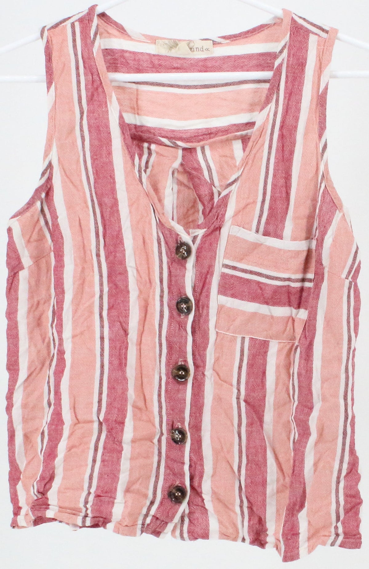 Rewind Pink Red and White Striped Tank Top