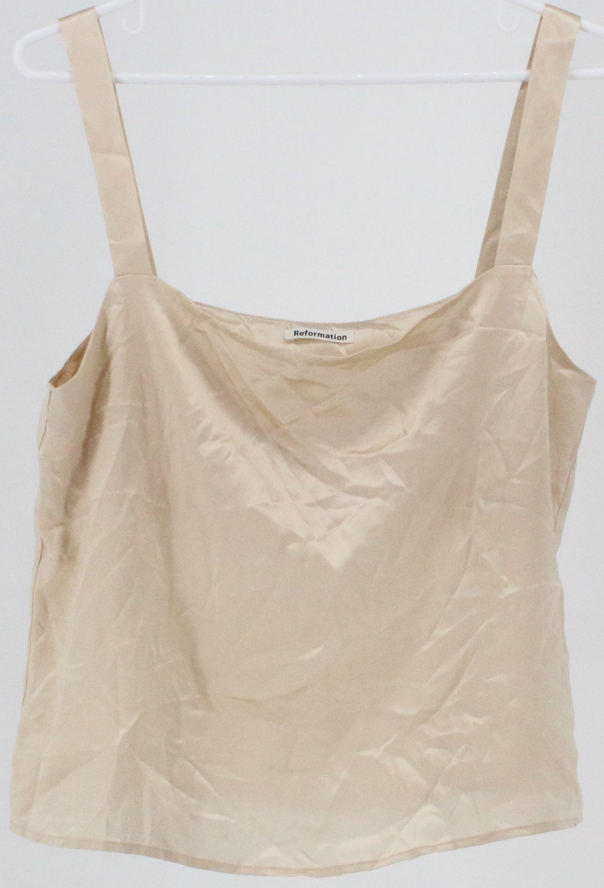 Reformation Beige Silk Tank Top