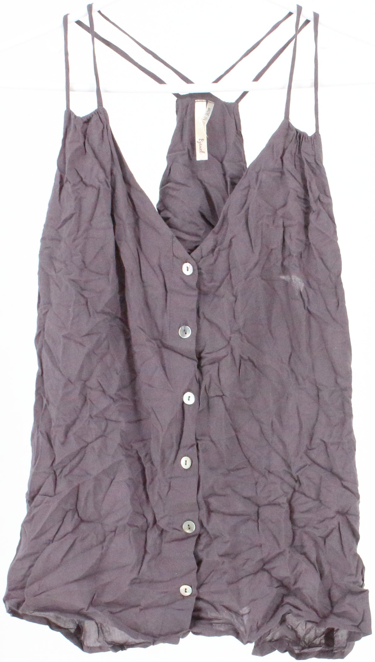 Bjewel Dark Grey Front Buttons Tank Top