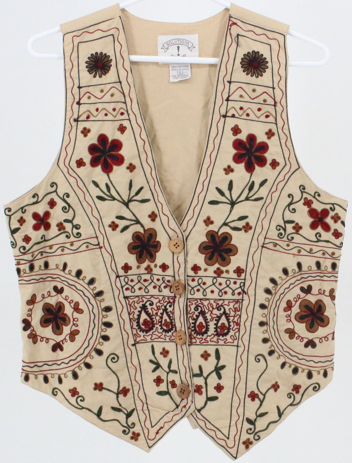 Solutions Original Beige Embroidered Vest