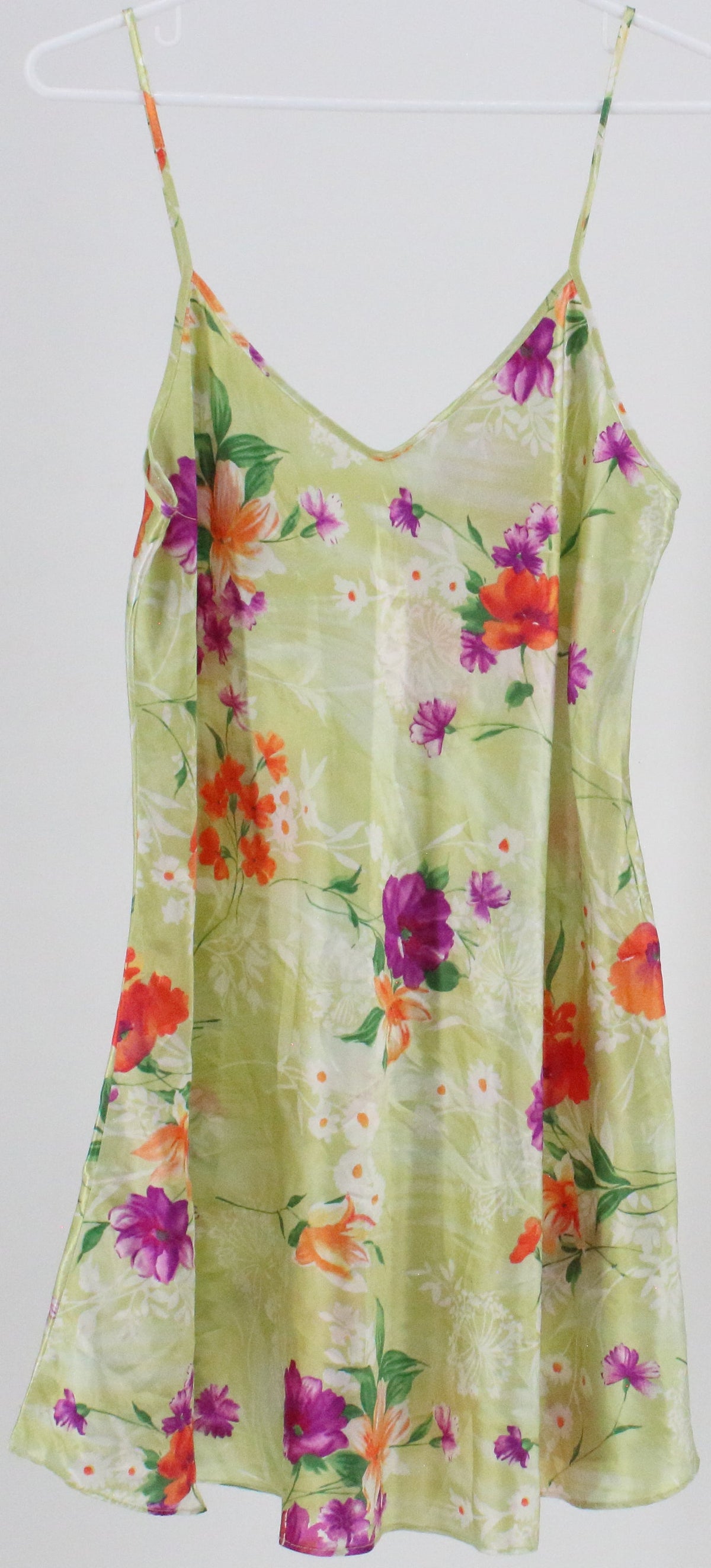 California Dynasty Light Green Print Satin Slip Dress