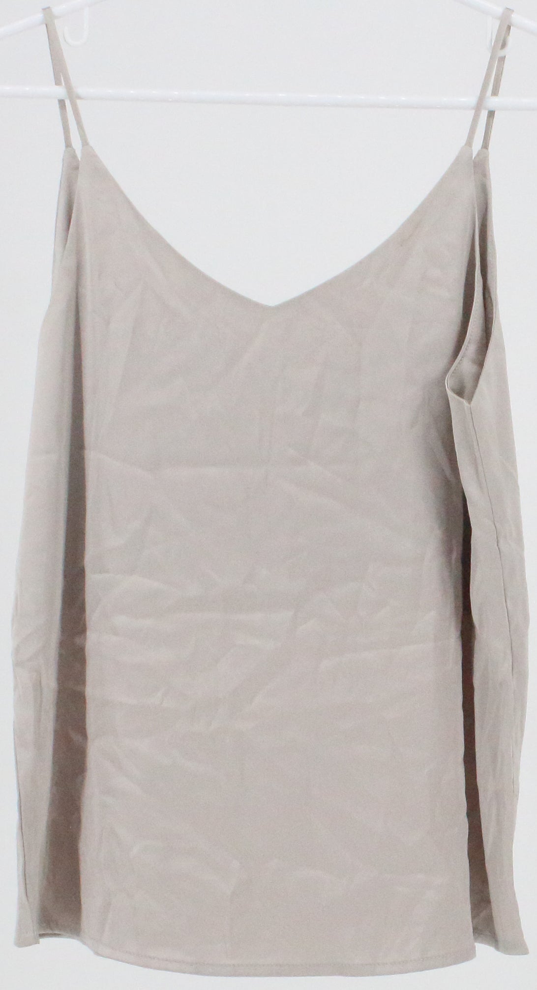 Light Grey V Neck Satin Tank Top