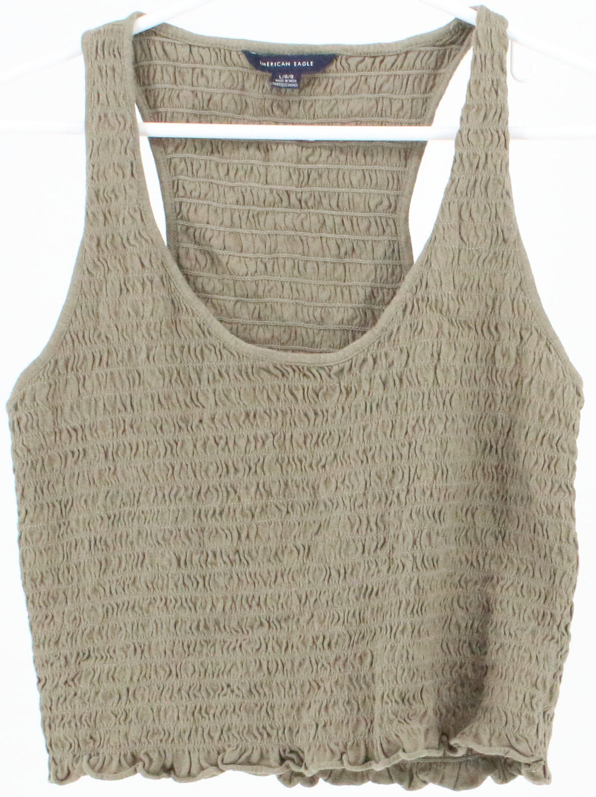 American Eagle Military Green Lastex Cropped Tank Top