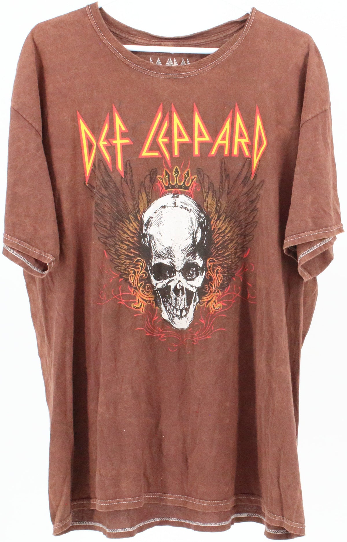 Def Leppard Brown Front Print T-Shirt