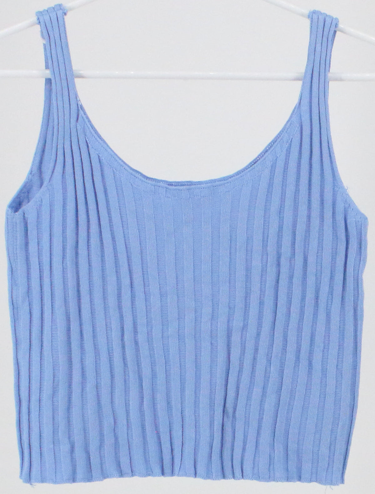 Light Blue Cropped Knit Tank Top