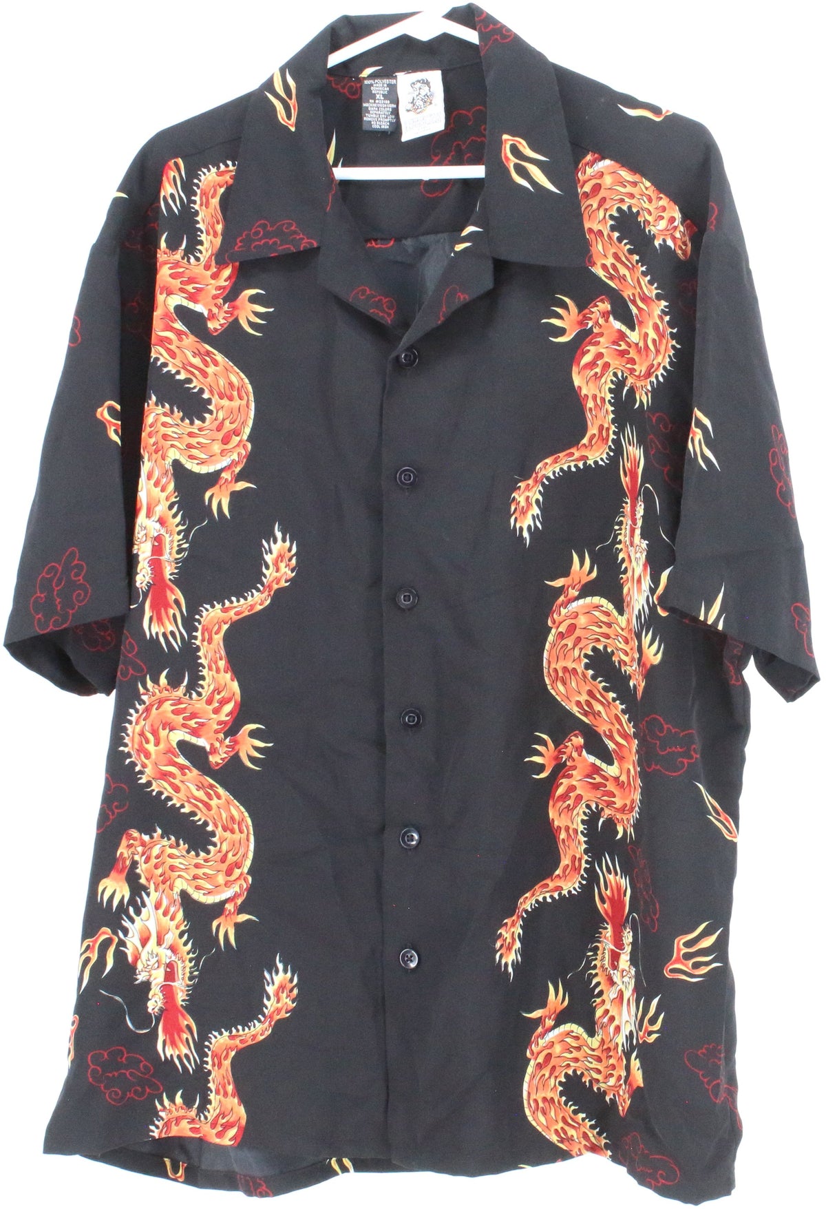 Kennington Ltd. Black Dragon Print Short Sleeve Shirt