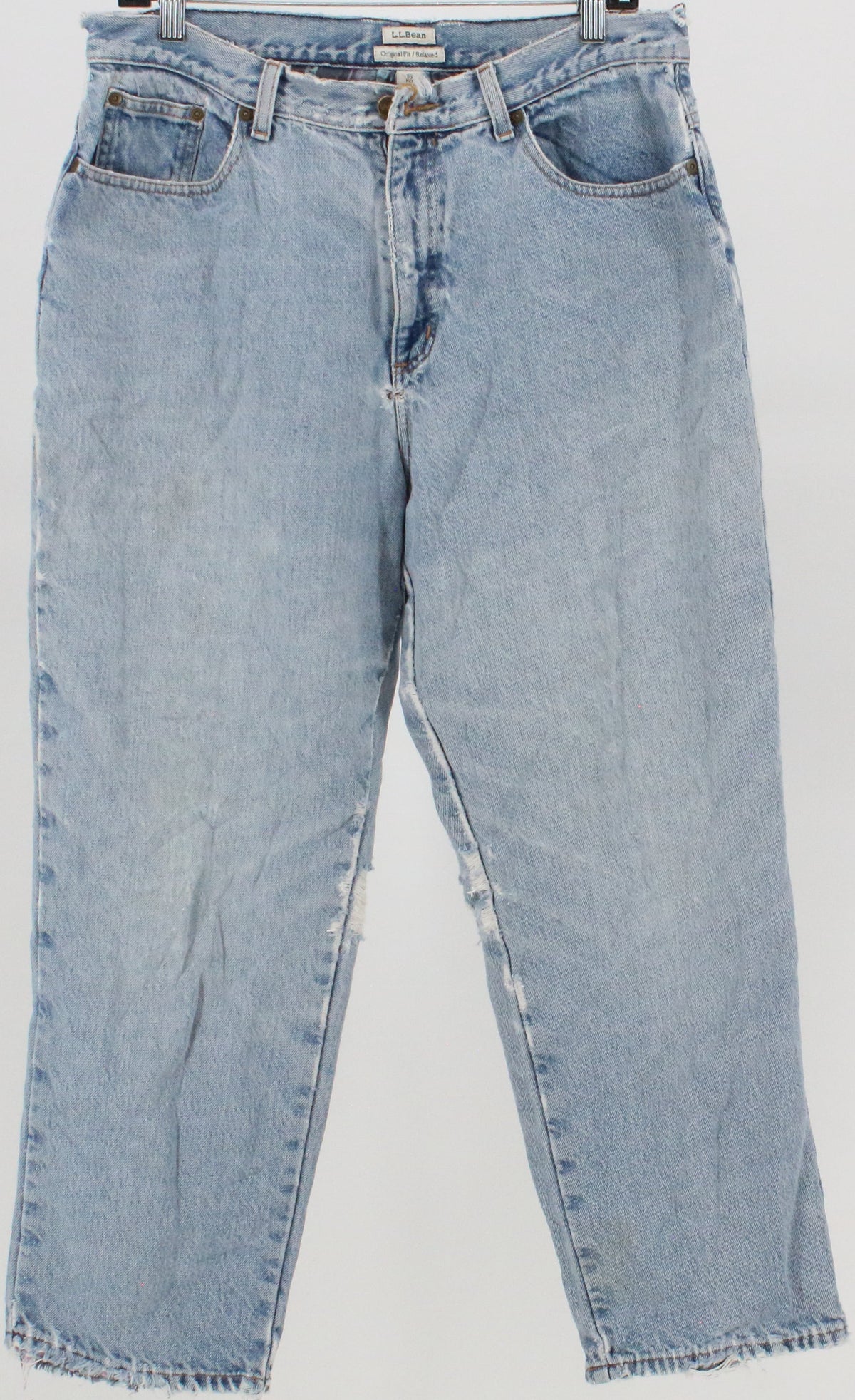 L.L.Bean Original Fit/Relaxed Light Blue Jeans With Plaid Lining