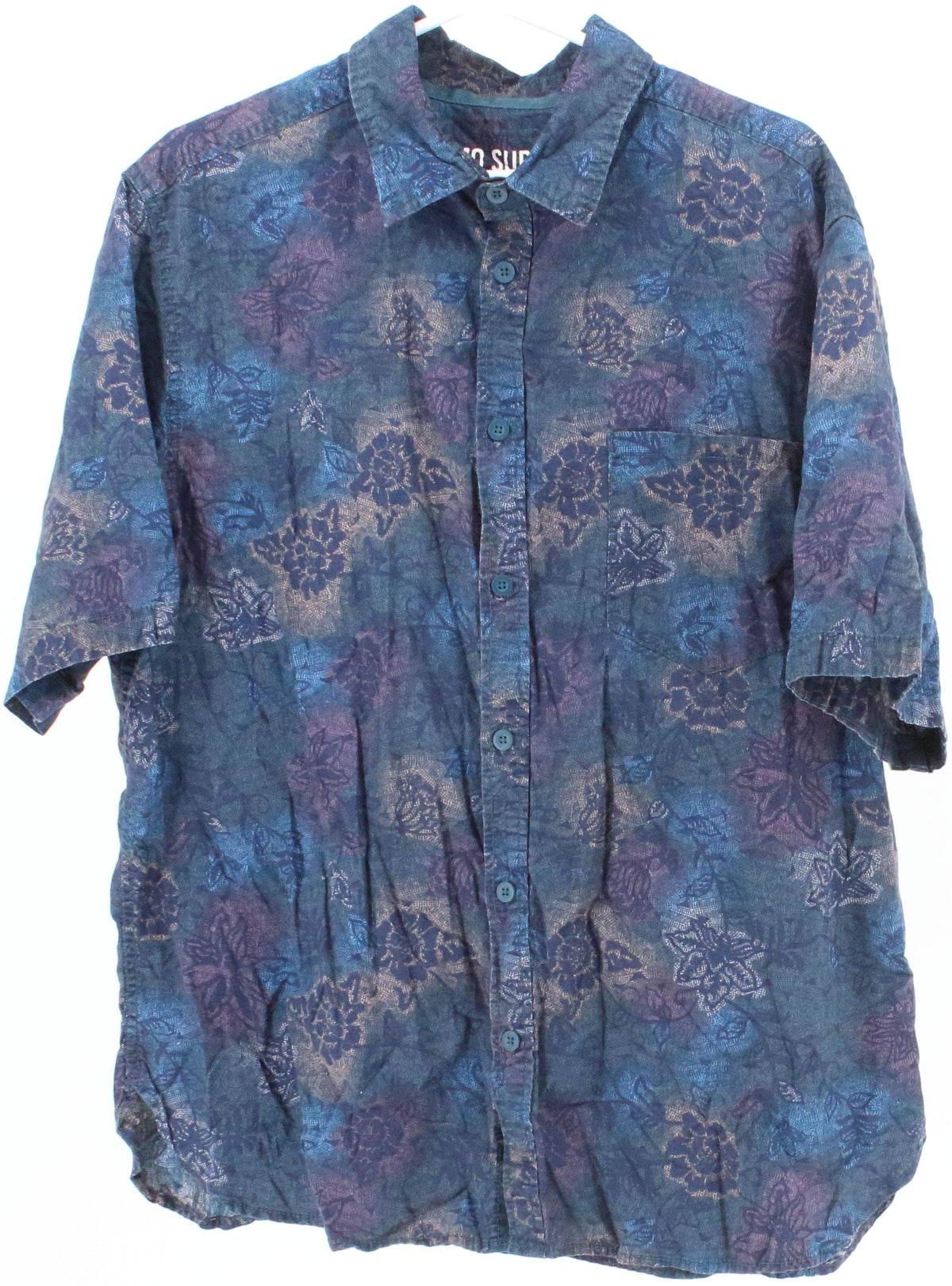 Mossimo Supply Co Navy Blue Print Short Sleeve Shirt