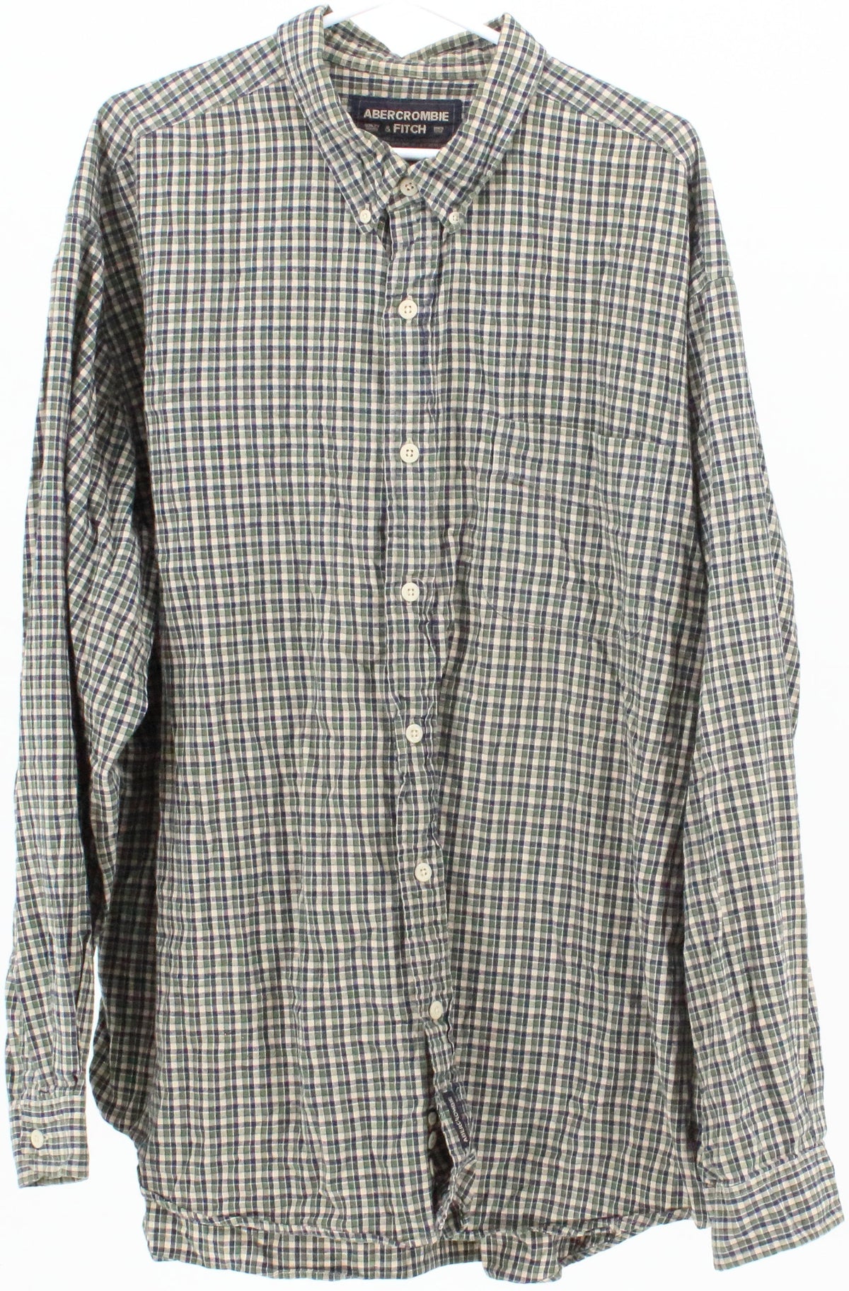 Abercrombie & Fitch Green Blue and Beige Plaid Shirt