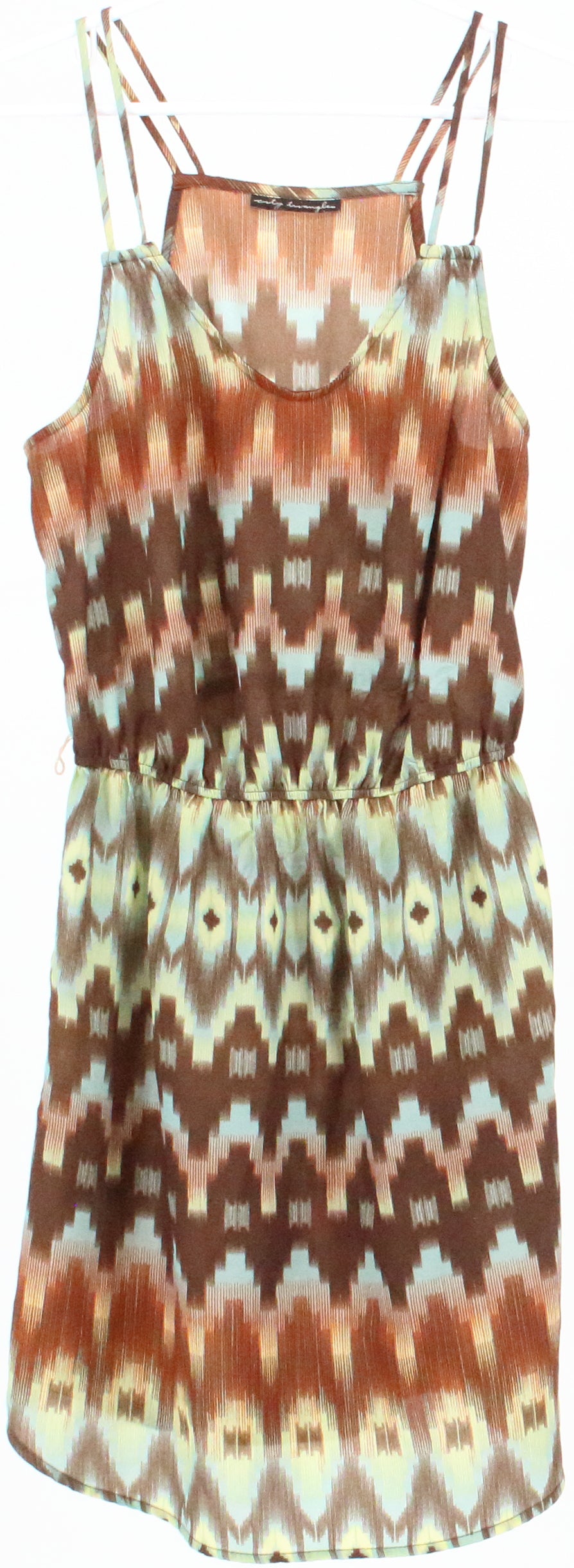 Shop City Triangles Brown and Green Print Short Dress