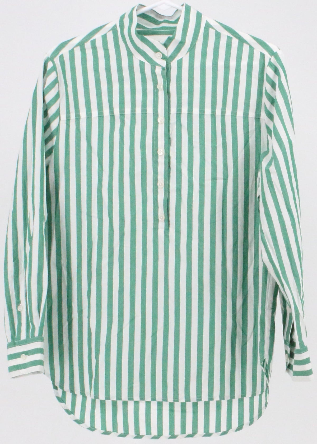 J Crew Green and White Striped Blouse