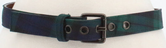 Lands' End Green and Blue Plaid Belt